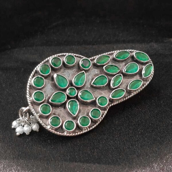 Silver Spark Leaf Design Saree Pin