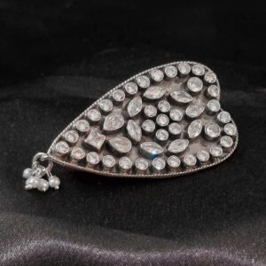 Crystal Dewdrop Heart Silver Saree Pin