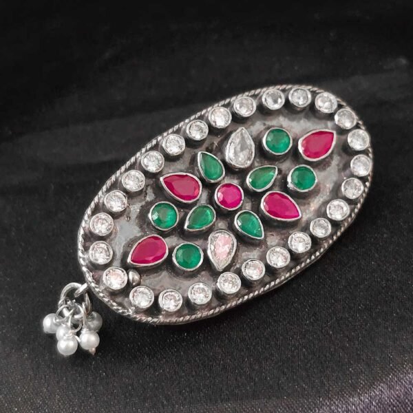 Silver Floral Royale Oval Saree Pin