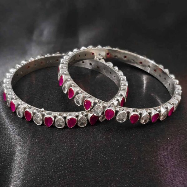 Rose Raindrop Pure Silver Bangle
