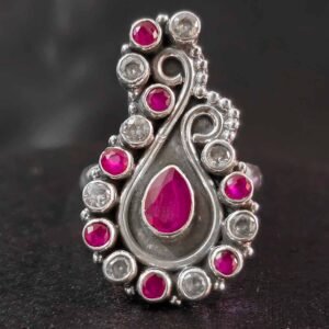 Gulnaar Ruby Paisley Silver Ring