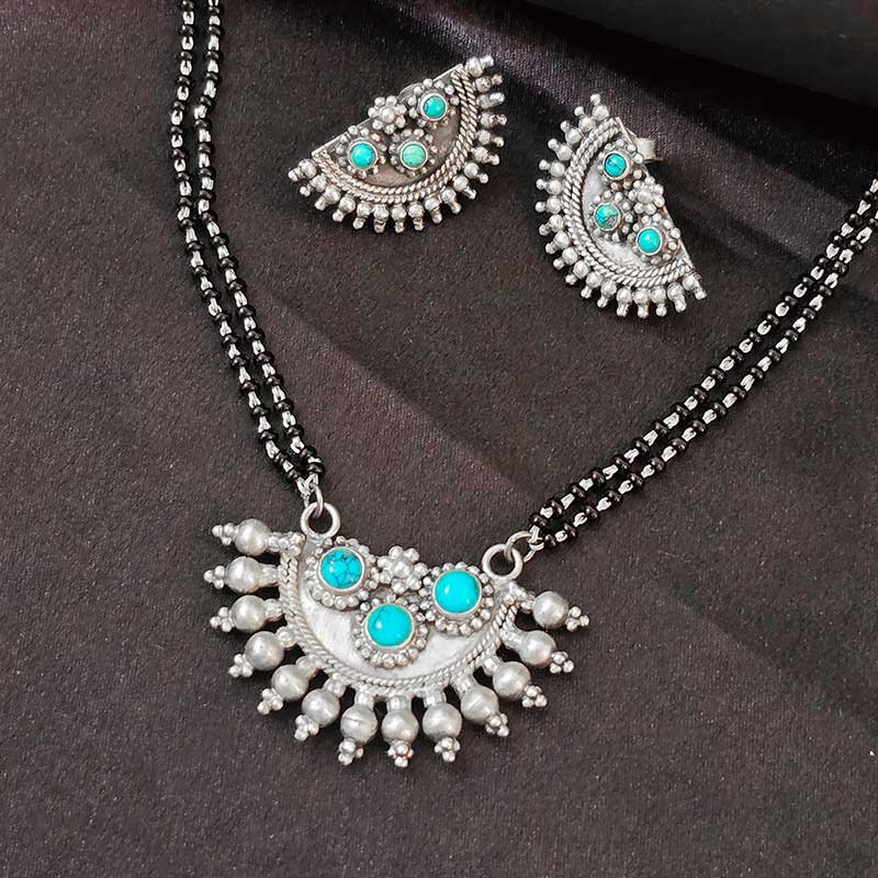 Blue Stone Silver Mangalsutra