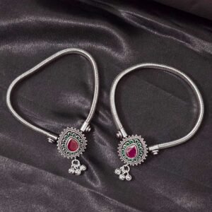 Silver Stone Flower Anklet