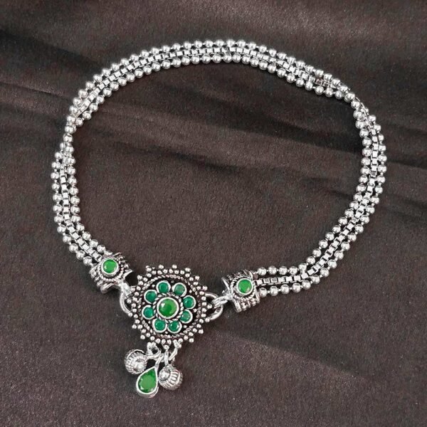 Meadow Flower Silver Cut Stone Anklet - Image 2