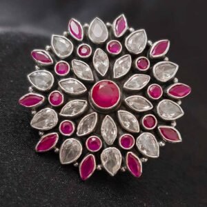 Silver Sunburst Sparkle Free-Size Ring