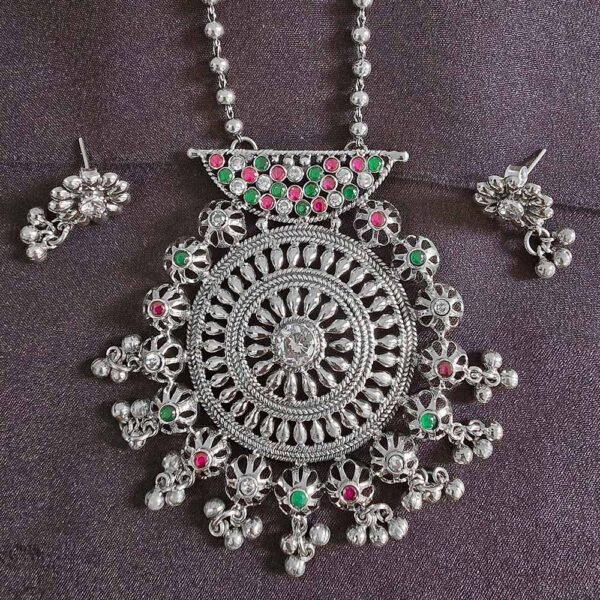 Ruby Radiance Stone Silver Pendant Set - Image 2