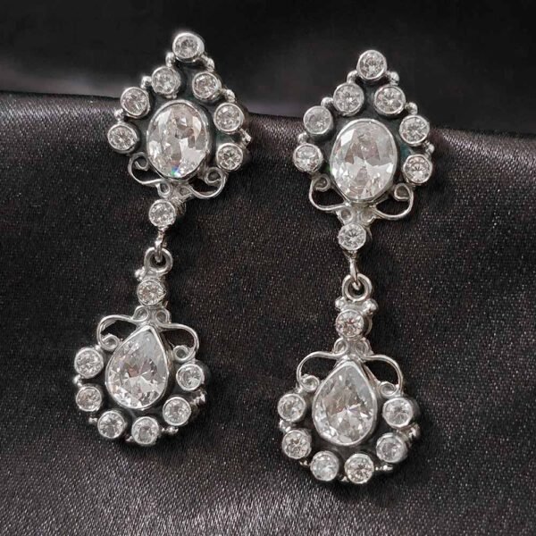 Crystal Radiance Drop Silver Earrings