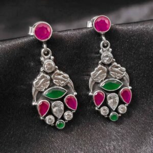 Peacock Glory Multicolor Silver Earrings