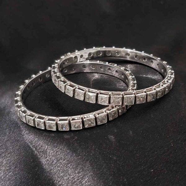 RajShine Square Cut Pure Silver Bangle - Image 2