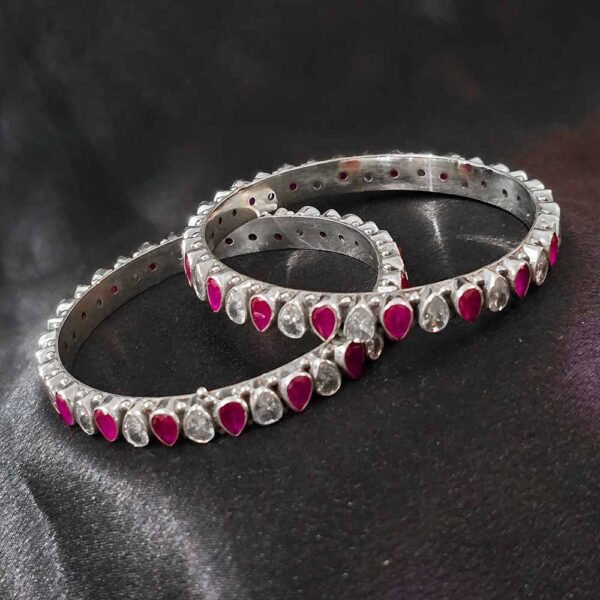 Rose Raindrop Pure Silver Bangle - Image 2