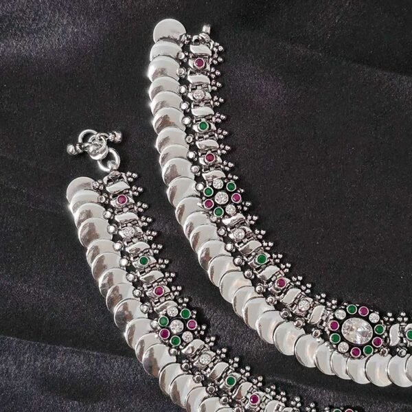Silver Mirror Charm Anklet - Image 2