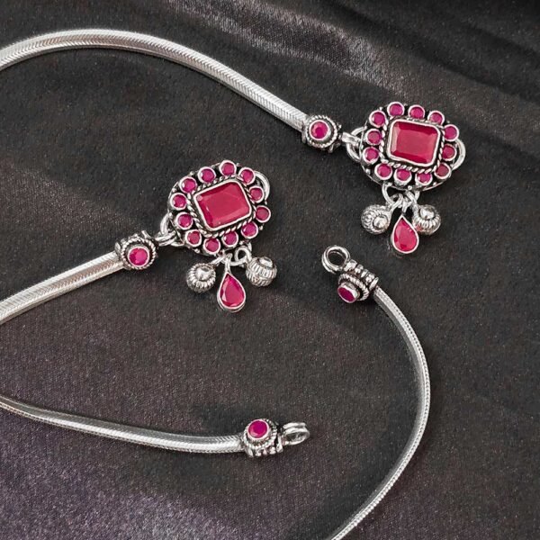 Pink Enamel Sterling Silver Anklet - Image 2