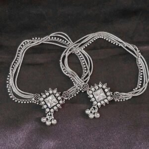 Chandrika Cut Stone Silver Anklet