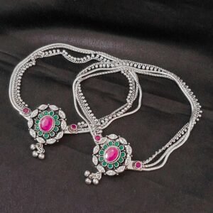 Mayurika Royal Stone Silver Anklet