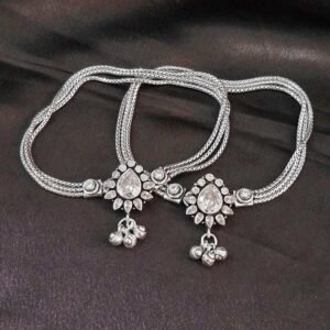 Sitara Crystal Drop Silver Anklet
