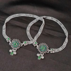 Meadow Flower Silver Cut Stone Anklet