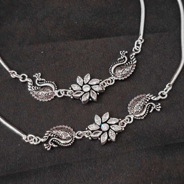Mayuri 925 Silver Peacock Anklet - Image 2
