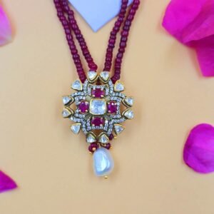 Moissanite Ruby Cluster Pendant
