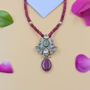 Moissanite Ruby Bead Pendant
