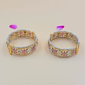 Ruby Pearl Moissanite Bangle Set