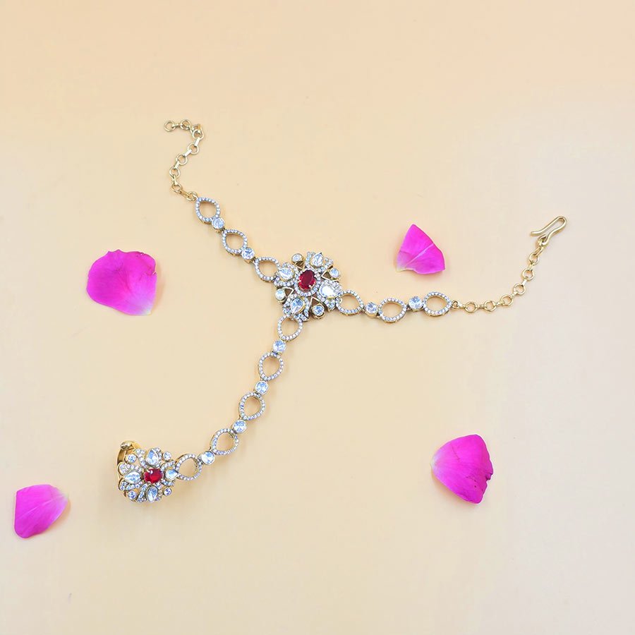 Royal Radiance Moissanite Hathphool Bracelet - Image 2