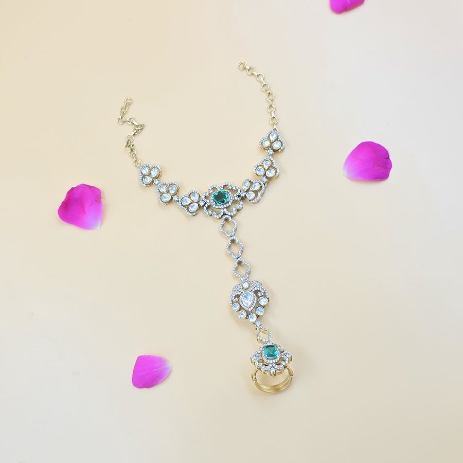 Royal Glow Moissanite Hathphool Bracelet - Image 2