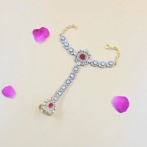 Ruby Glow Moissanite Hathphool Bracelet